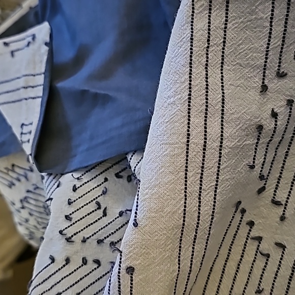 Urban habitat slate blue grey and white clipped geometric king shams - Picture 4 of 4